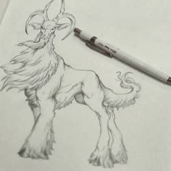 feradami:  Some more creature work to be finished tomorrow ~ WIP #creatureart #creature #goat #fantasydraw #fantasy #fantasycreature #fantasyart #draw #drawing #animal #animaldraw #animalart #pencilart #pencil #sketch #sketchpencil #wip #artwork #myart