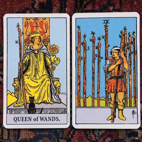 Queen of Wands and Nine of WandsThey’re trying to help, and probably mean well, but you’re awfully f