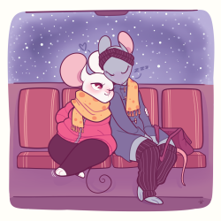 Marshmallowmaurice:  A Cold Ride Home.   So Freaking Cute Omg! Lovely Art ;U;