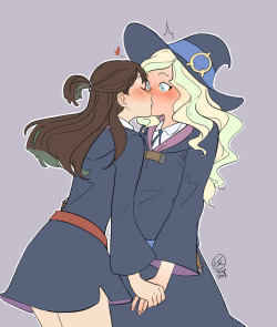 ticcytx:  So today is @bibinella birthday, and she showed me her super amazing lwa art  and I had feels and so yeah, I felt like doing something shippy for her, happy birthday 🎂 bonus: yes 