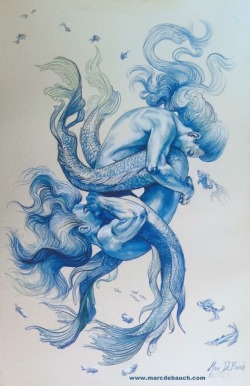 apollophile:  Triton 69 Marc DeBauch 2017  gouache on paper 22&quot;x14&quot;  See more at http://marcdebauch.com