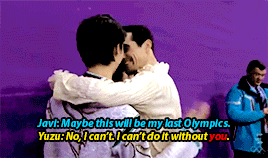 kim-taeyeon:  “If he skates a clean short and a clean long, I might think he might be unbeatable,” Fernández said of Hanyu.A few moments later, Hanyu arrived in the interview area, hugged Fernández, removed the shiny new gold medal from his own