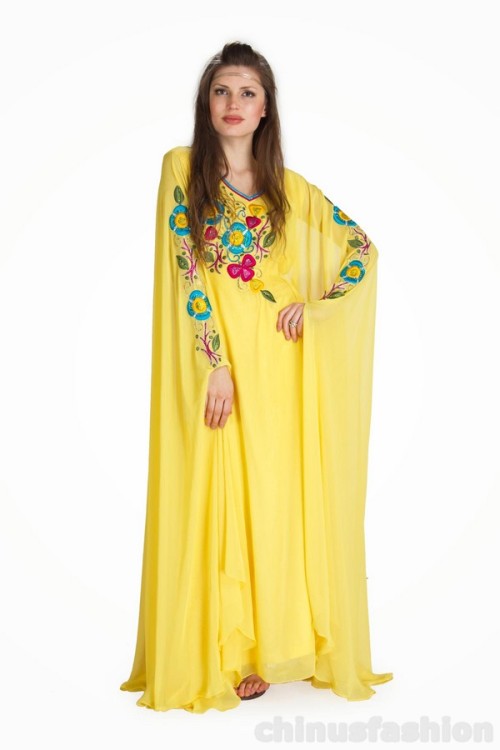 Amiee Yellow Georgette Gown Style Kaftan Elegant, Amiee yellow georgette, gown style kaftan is an ex