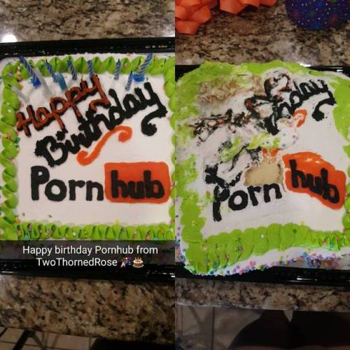 Before and after of the cake I decorated for my birthday video for @pornhub They turned 10 today so 