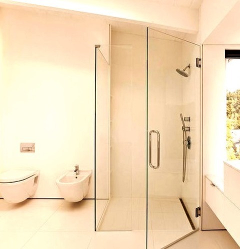 Master Bath BathroomInspiration For A Mid-sized Modern Master White Tile And Porcelain Tile Porcelain