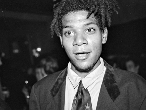 twixnmix:Jean-Michel Basquiat photographed by Andy Warhol at Nell’s in New York City on October 31, 1986.