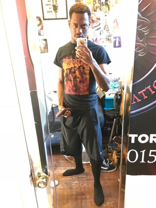 alphamasterdeuce:I can’t help being a dick 🤷🏾‍♂️ - B-Ball shorts and long black socks 🧦