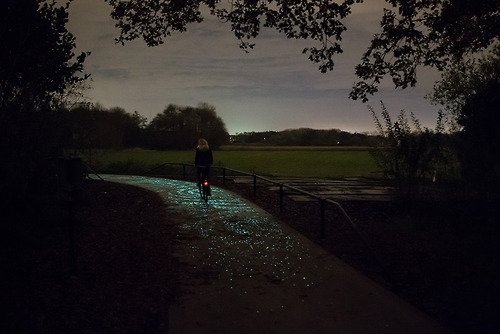 asylum-art:  Daan Roosegaarde’s glowing  Van Gogh cycle path to open in the Netherlands “It’s a new total system that is self-sufficient and practical, and just incredibly poetic,” said Roosegaarde. Dutch designer Daan Roosegaarde’