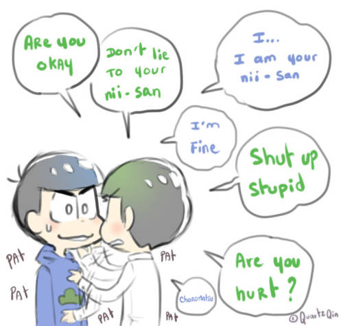 Headcanon that Choromatsu could be a little overprotective sometimes.  It was just huge nosebleed, C