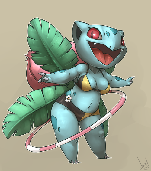 atryl:  Bulbasaur / Ivysaur / Venusaur No idea what the hoop is about, must be hard with that thing on her back.  Reblogging them for ya because of sexiness I suppose :)