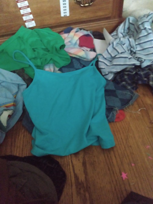 A blue tank top