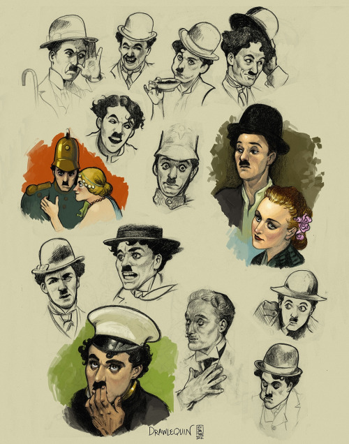 kitseaton:A smattering of my Chaplin arts. Its the Charlie Chaplin Birthday Post!