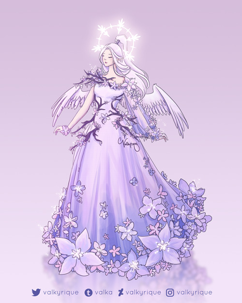 Valkariel for #OCWinterBall hosted by Faebelina in a fantasy dress touched by the light of winter&rs