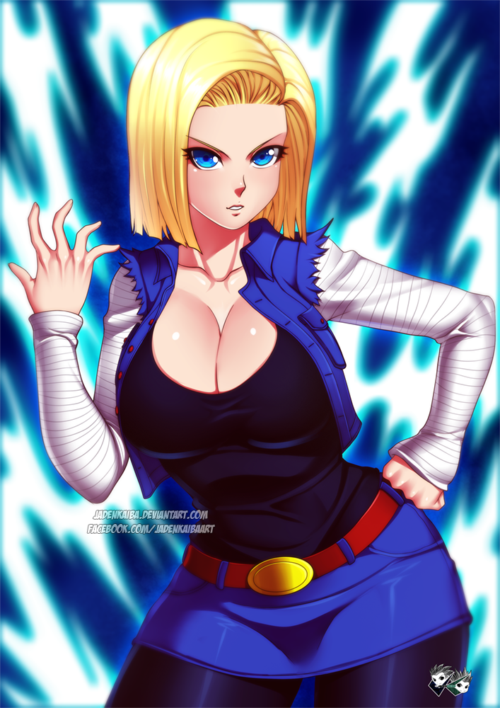 jadenkaiba:   “I’ll break your arms~!”Fan Art of Android 18(人造人間18号)/