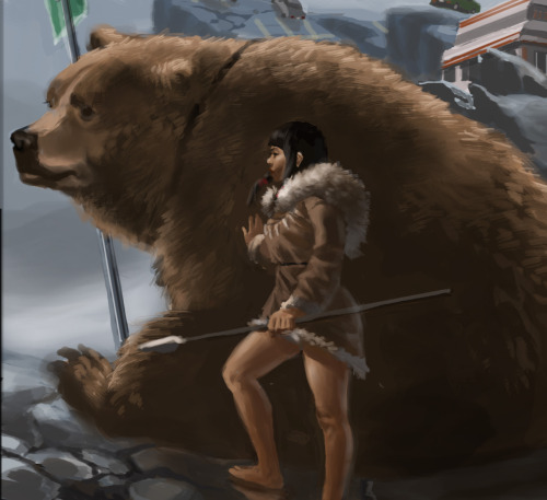 A Tryptic of a girl and her bear. no stronger bond exists in this world.