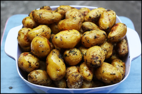 ROSEMARY OREGANO BAKED POTATOES Last night, we had a big art party called the “Cuenca Art Proj