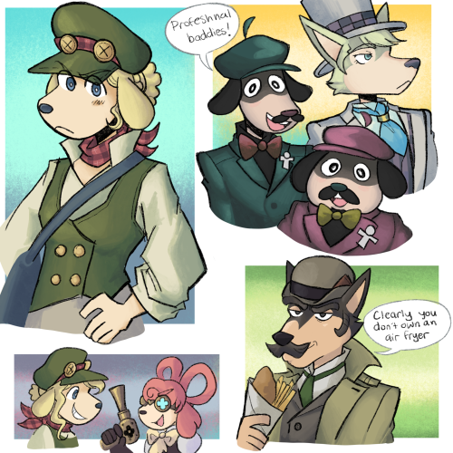 Heres some more “Herlock Shound” - Great Ace Attorney drawn as dogs (inspired by Sh