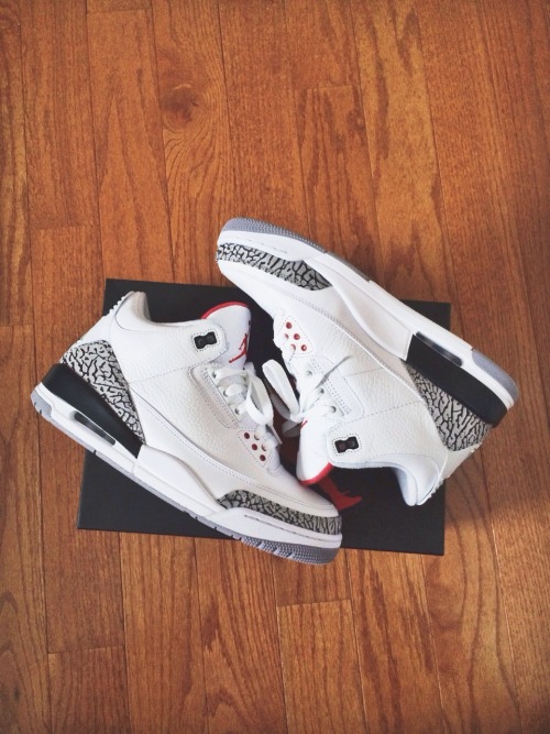 XXX phuckindope:  Jordan white cement 3s   photo