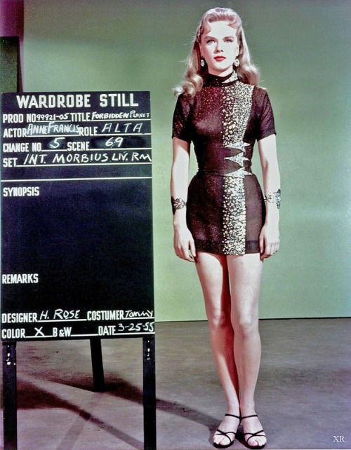 frank-o-meter:  Wardrobe tests for Anne Francis as Altaira in “Forbidden Planet” (1956)  🖤