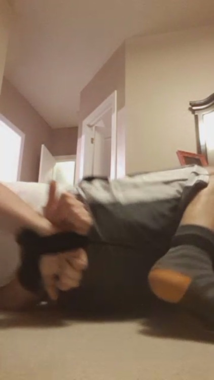 stockingmaskedintruder:  Surprised and overpowered by sexy masked burglar. Hogtied and sockgagged and made to cum  over his socks 