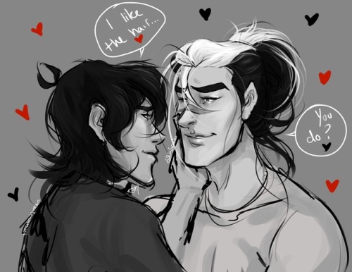 uneballe-unmort:I was thinking about Shiro with long hair again and this…. happened. I love… them………