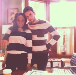 lifelovemusiq:    Aja Naomi King and Jack Falahee wearing matching outfits on set  