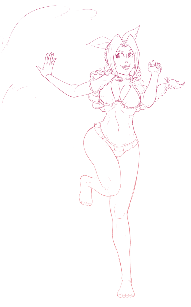 ronmcc:Final Fantasy VII Beach Girls - Sketch