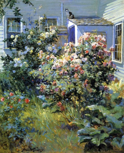 dappledwithshadow:Backyard with a CatAbbott Fuller Gravescirca 1910 Private collectionPainting - o