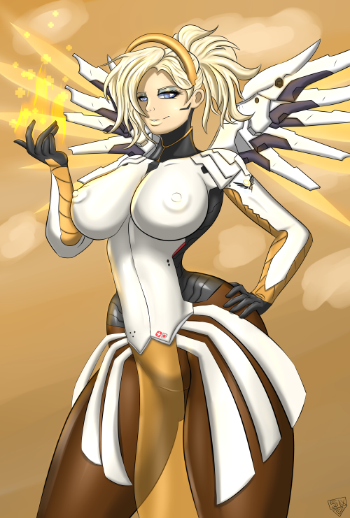 danandcogcorner:  sixpathsoffriendship:  Heroes Never Die! My version of Mercy :3 Yup I have OW Hype e-e  A little something my buddy made, he’s getting the hand on humans so show him some love. :3   dear sweet Mercy~ <3 <3 <3