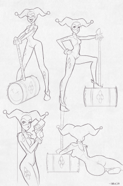 haichdraws:  A few sketches I did of Harley Quinn for fun.