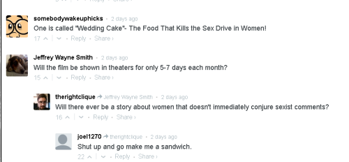So it turns out the comments section of the Aintitcool news item about an upcoming all-female horror