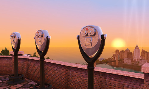 aroundthesims:  heavensims:  gelinagelina:  Coin-Operated Binoculars From heavensims’ cc wish post, mounted binoculars commonly found in tourist destinations with scenic views. Decorative only. I tried to enable it as a world object, as well, but