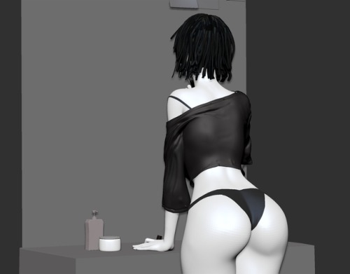 thegoldensmurf: thegoldensmurf:  3D Fubuki getting ready - WIP Based on Murata’s drawing. 360° video here:   Tried quickly to make some render test on keyshot, and while I was adding some materials, I randomly put the mirror one on the ground. Oh