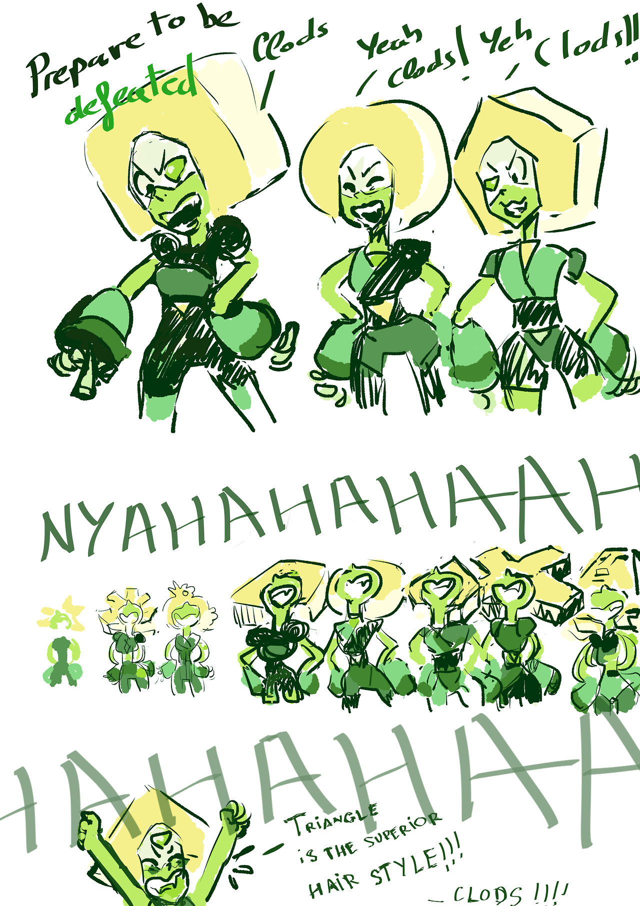 gala-galore:Me: please let squaridot be one of an army of super different hair-shaped