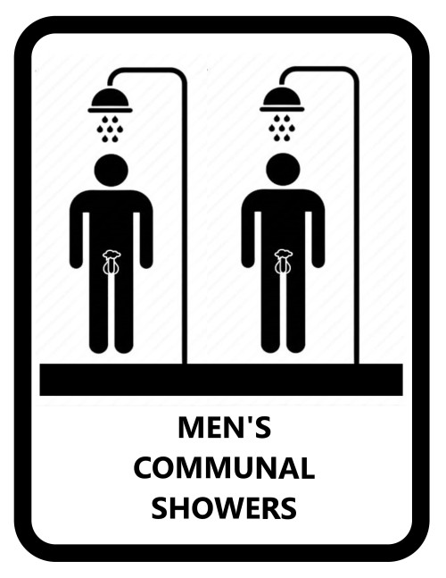 A Sign for Men’s Communal Showers. Copy, Print and Laminate or Copy it for Anything! Use this sign f