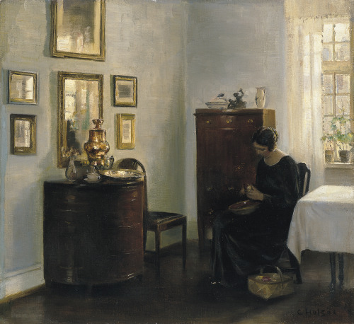oncanvas:Woman with Fruit Bowl, Carl Holsøe, circa 1900-10Oil on canvas48 x 51 cm (18.9 x 20.08 in.)