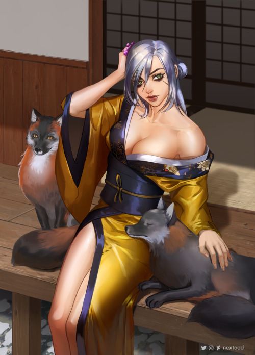 nextoad:    Ciri and the kitsune.    Inspired