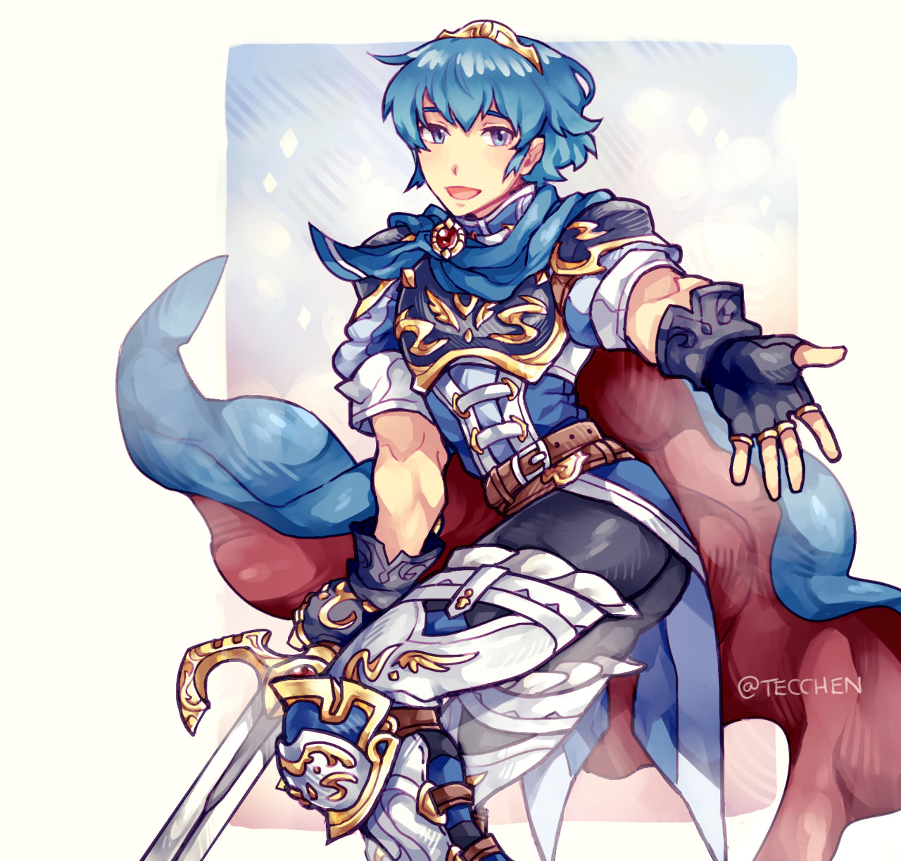 tecchen:  hey i drew marth after not drawing in a while. sorry about that he looks