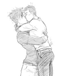 starlightracer:  quick Kurodai sketch with a surprise kiss 8D