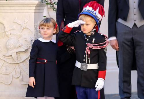 Monte Carlo, MonacoPrince Jacques salutes next to Princess Gabriella during the celebrations marking