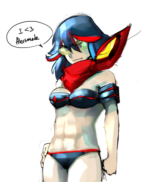 alertmode: Bikini Warmup Ryuko today…i just wanted to draw her with her arm thingies cuz i think of