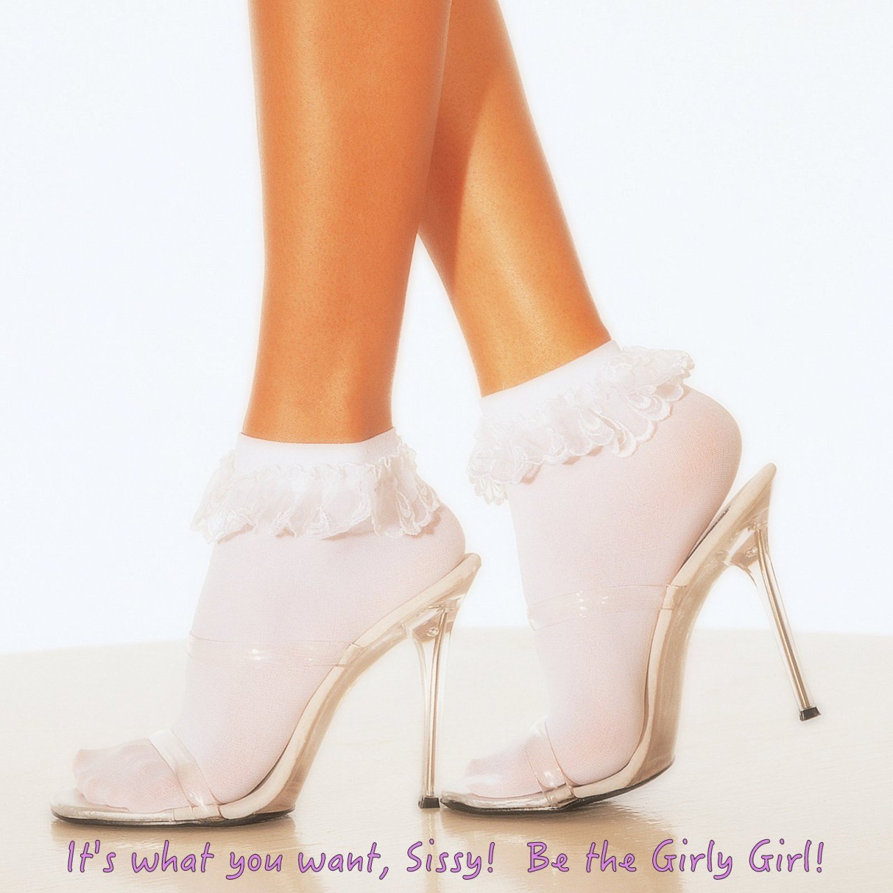 colleengirlclitty:  Sissies love to wear frilly, lacy ankle socks!  Do you have