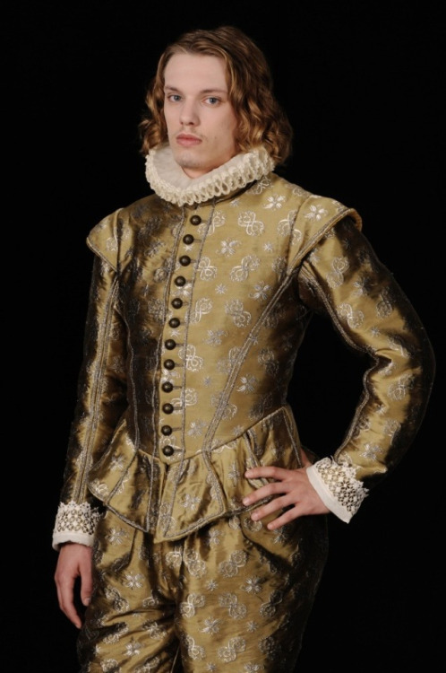 This Tudor era costume was first seen being worn by Jamie Campbell Bower as the Earl Of Oxford in th
