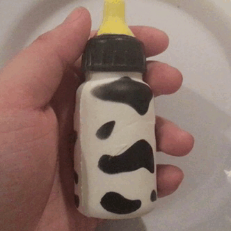 cow print baby bottle squishy