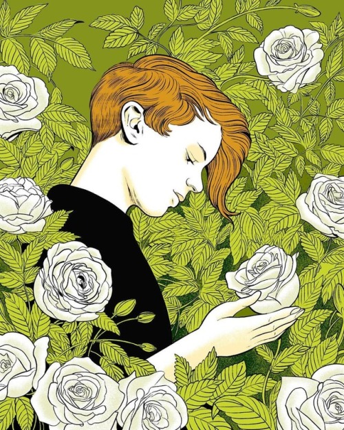 An illustration of Sophie Scholl for an upcoming book about flowers as symbols of revolution. Scholl