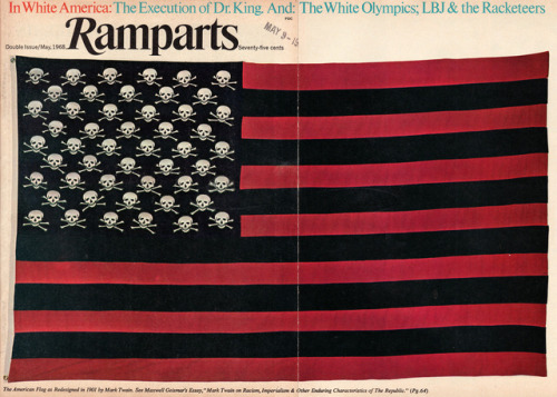 The American Flag as Redesigned in 1901 by Mark Twain. Ramparts, May 1968.  “And as for a flag for t