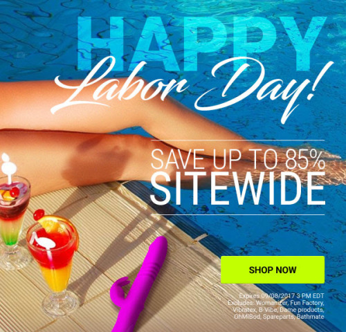 submissivefeminist:  UP TO 85% OFF ON TOYSSee everything on sale here.85% off these toys.Save 15% on anything not on sale with code V2V at checkout.Free shipping on orders  .Sale ends 9/8/17.