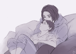 deadliqhts:  messy snuggles (〃ﾉωﾉ) 