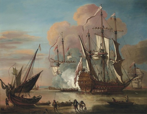 Johann Baptiste Bouttats - An East India Company flagship returning to home waters (1726).