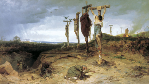 Fyodor Bronnikov - Cursed field. The place of execution in ancient Rome. Crucified slave, 1878